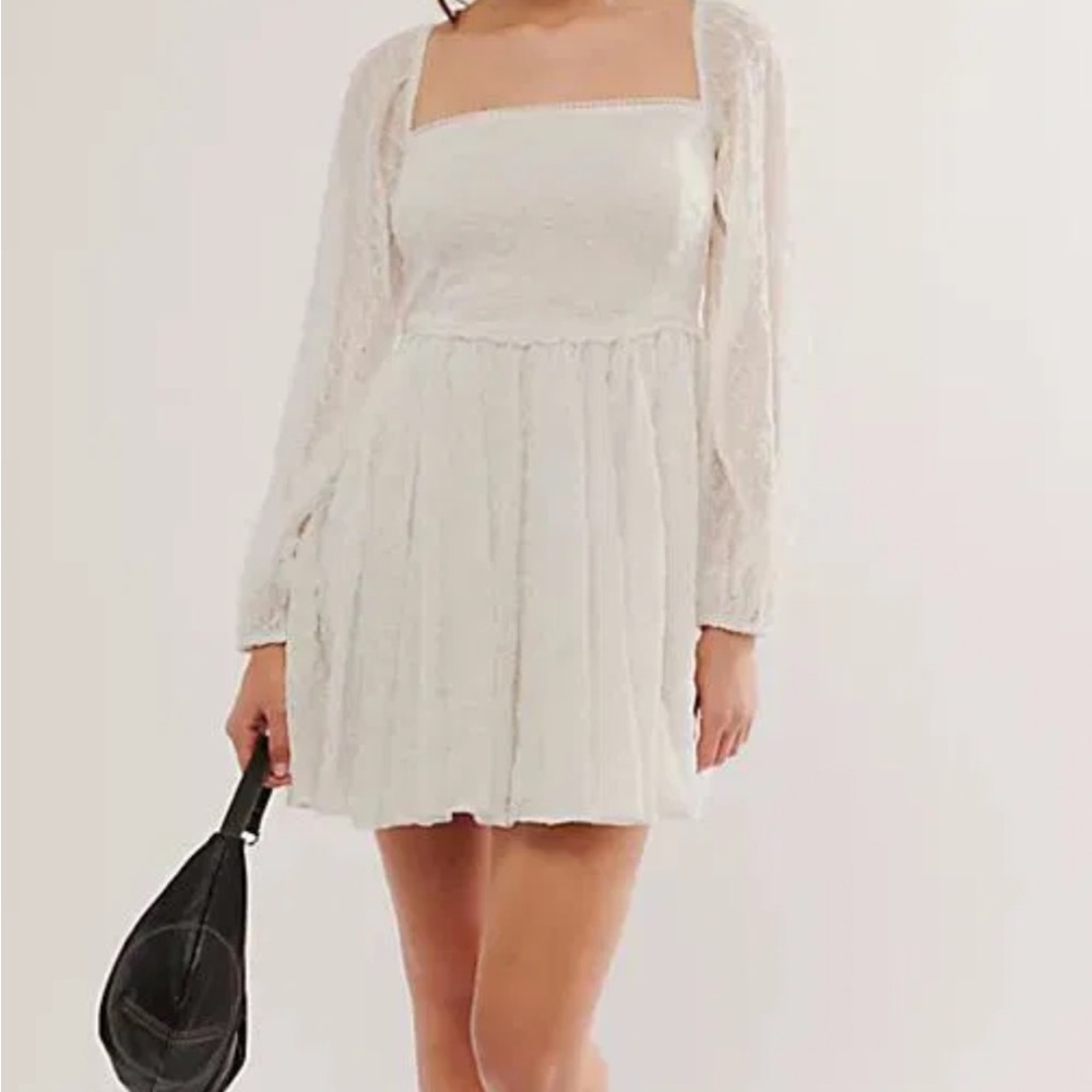 Free People Cream Long Sleeve Dress